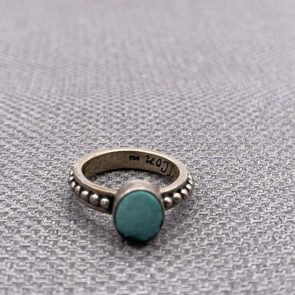 J con (?) Turquoise Gemstone Ring 950 Sterling Size 6 - Picture 3 of 7